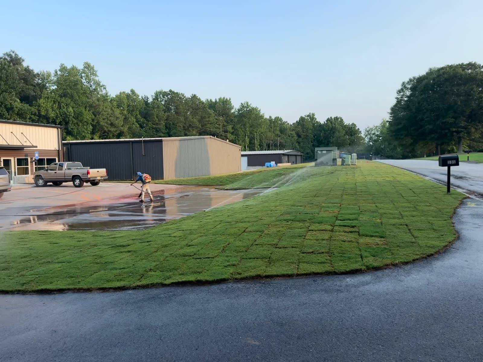 Large commercial property sod installation